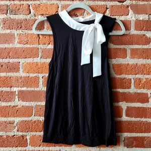 Black Top with White Bow Business Casual Women's Business Top